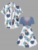 Plus Size Tropical Leaf Fruit Print Cinched Hawaii Dress -  