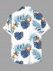Plus Size Tropical Leaf Fruit Print Buttons Pocket Hawaii Shirt For Men -  