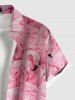 Plus Size Flamingo Print Buttons Pocket Hawaii Shirt For Men -  