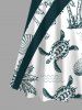 Plus Size Sea Creatures Turtle Pineapple Coconut Tree Print Cold Shoulder Hawaii Maxi Dress -  