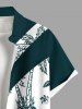 Plus Size Sea Creatures Turtle Pineapple Coconut Tree Print Buttons Pocket Hawaii Shirt For Men -  