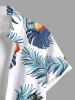 Plus Size Tropical Leaf Fruit Print Buttons Pocket Hawaii Shirt For Men -  