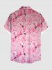 Plus Size Flamingo Print Buttons Pocket Hawaii Shirt For Men -  
