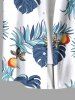 Plus Size Tropical Leaf Fruit Print Buttons Pocket Hawaii Shirt For Men -  