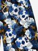 Plus Size Skull Floral Print Hawaii Drawstring Beach Shorts For Men -  
