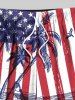 Plus Size Coconut Tree Sea Patriotic American Flag Print Hawaii Drawstring Beach Shorts For Men -  