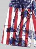 Plus Size Coconut Tree Sea Patriotic American Flag Print Hawaii Drawstring Beach Shorts For Men -  