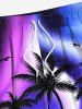 Plus Size Coconut Tree Colorful Ombre Aurora Galaxy Print Hawaii Drawstring Beach Shorts For Men -  