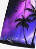 Plus Size Coconut Tree Colorful Ombre Aurora Galaxy Print Hawaii Drawstring Beach Shorts For Men -  