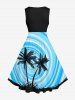Plus Size Coconut Tree Paint Splatter Swirls Print Hawaii 1950s Vintage Dress -  