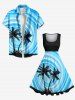 Plus Size Coconut Tree Paint Splatter Swirls Print Hawaii 1950s Vintage Dress -  