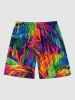 Plus Size Rainbow Oil Painting Colorful Graphic Print Hawaii Beach Shorts For Men -  