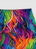 Plus Size Rainbow Oil Painting Colorful Graphic Print Hawaii Beach Shorts For Men -  
