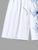 Plus Size Tropical Hibiscus Flower Leaf Print Hawaii Beach Shorts For Men -  