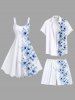 Plus Size Tropical Hibiscus Flower Leaf Print Hawaii Beach Shorts For Men -  