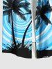 Plus Size Coconut Tree Paint Splatter Swirls Print Buttons Pocket Hawaii Shirt For Men -  