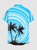 Plus Size Coconut Tree Paint Splatter Swirls Print Buttons Pocket Hawaii Shirt For Men -  