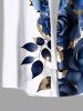 Plus Size Rose Flowers Leaf Print Buttons Pocket Hawaii Shirt For Men -  
