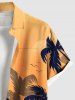 Plus Size Coconut Tree Sun Cloud Colorblock Print Buttons Pocket Hawaii Shirt For Men -  
