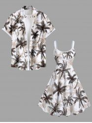 Coconut Tree Print Plus Size Matching Hawaii Beach Outfit For Couples -  