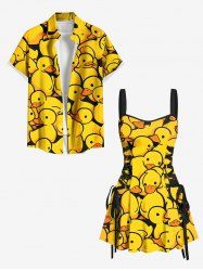 Cute Duck Print Matching Hawaii Beach Outfit For Couples -  