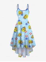 Plus Size Anchor Swimming Ring Cute Duck Print Hawaii Cruise High Low Asymmetric Cami Dress -  