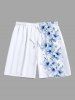 Tenue de Plage pour Couples en Feuilles D'Hibiscus et Fleurs Grande-Taille - Blanc 