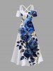 Rose Flowers Leaf Print Plus Size Matching Hawaii Beach Outfit For Couples -  