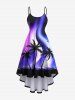 Ombre Aurora Galaxy Coconut Tree Print Plus Size Matching Hawaii Beach Outfit For Couples -  