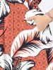 Floral Tropical Leaves Print Plus Size Matching Hawaii Beach Outfit For Couples - Rouge 