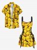 Cute Duck Print Hawaii Lace Up A Line Tank Dress -  