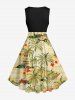 Plus Size Coconut Tree Floral Beach Car Print Hawaii 1950s Vintage Swing A Line Dress -  
