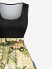 Plus Size Coconut Tree Floral Beach Car Print Hawaii 1950s Vintage Swing A Line Dress -  