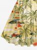 Plus Size Coconut Tree Floral Beach Car Print Hawaii 1950s Vintage Swing A Line Dress -  