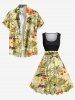 Plus Size Coconut Tree Floral Beach Car Print Hawaii 1950s Vintage Swing A Line Dress -  