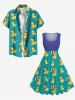 Plus Size Cute Duck Umbrella River Print Hawaii 1950s Vintage Swing A Line Dress -  