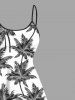 Plus Size Coconut Tree Two Tone Print Hawaii High Low Asymmetric Cami Dress -  