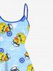 Plus Size Anchor Swimming Ring Cute Duck Print Hawaii Cruise High Low Asymmetric Cami Dress -  