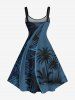 Robe Ligne A Ombre Cocotier Imprimé de Grande Taille - Bleu de Minuit S