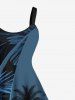 Robe Ligne A Ombre Cocotier Imprimé de Grande Taille - Bleu de Minuit S