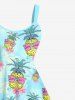 Robe Débardeur Hawaïen Ligne A Fleurie Ananas Imprimé de Grande Taille - Bleu clair S