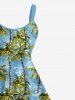 Robe débardeur grande taille à imprimé cocotier et mer, style hawaïen, coupe trapèze - Bleu Ciel S