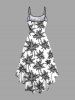 Robe Asymétrique à Bretelle Haute Basse Cocotier Imprimé de Grande Taille - Blanc 3X