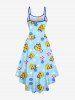 Plus Size Anchor Swimming Ring Cute Duck Print Hawaii Cruise High Low Asymmetric Cami Dress -  