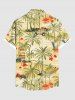 Plus Size Coconut Tree Floral Beach Car Print Hawaii Button Pocket Shirt For Men -  