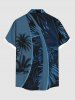 Plus Size Coconut Tree Curve Print Hawaii Ombre Button Pocket Shirt For Men -  