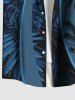 Plus Size Coconut Tree Curve Print Hawaii Ombre Button Pocket Shirt For Men -  