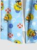 Plus Size Anchor Swimming Ring Cute Duck Print Hawaii Cruise Button Pocket Shirt For Men -  