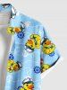 Plus Size Anchor Swimming Ring Cute Duck Print Hawaii Cruise Button Pocket Shirt For Men -  