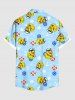 Plus Size Anchor Swimming Ring Cute Duck Print Hawaii Cruise Button Pocket Shirt For Men -  